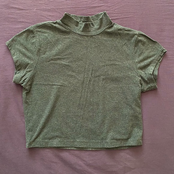 Urban Planet Dark Grey Mock Neck Crop Top - Picture 3 of 6